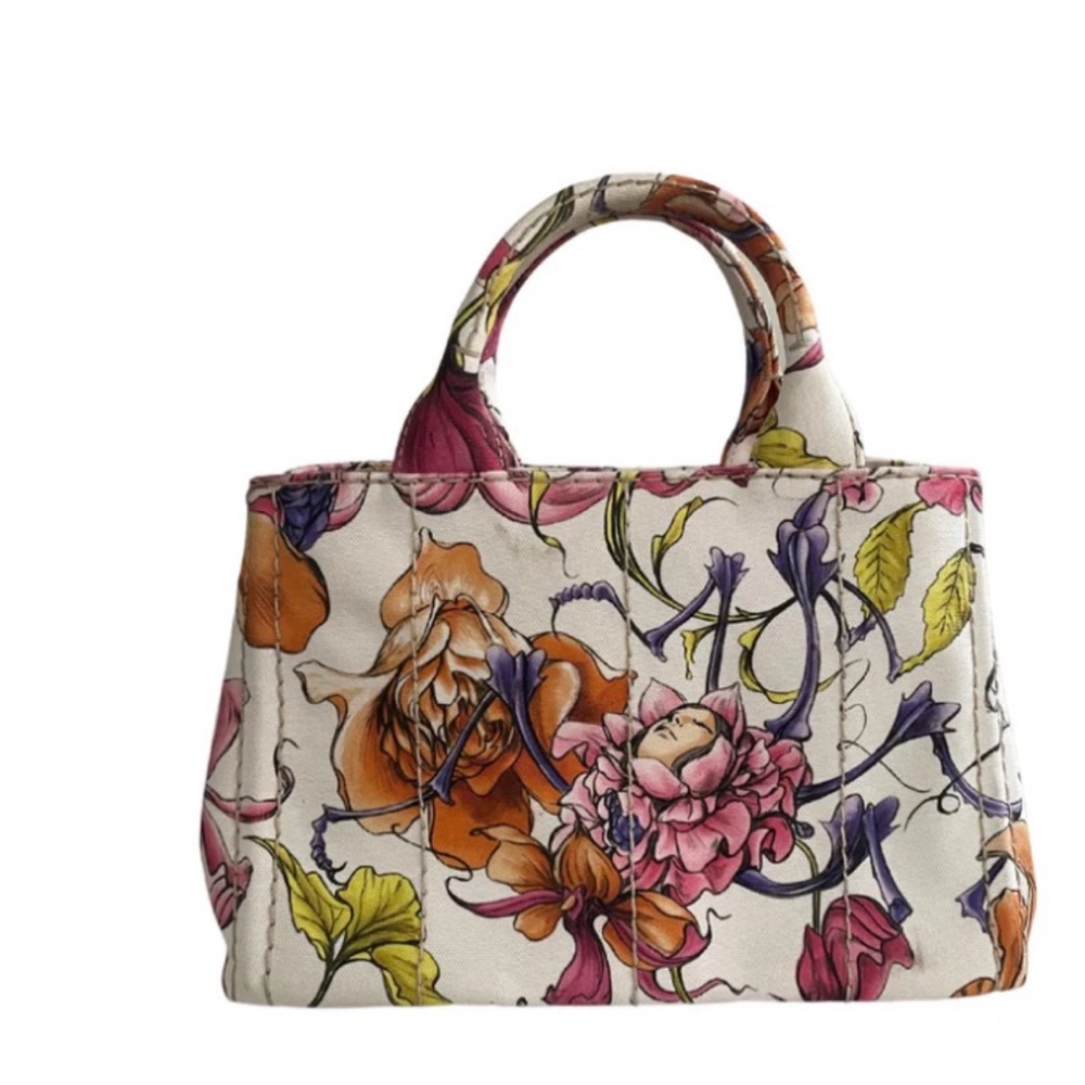 Prada Canapa Floral Handbag